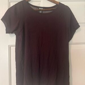 DKNY Women's Dark Purple Short Sleeve Tee